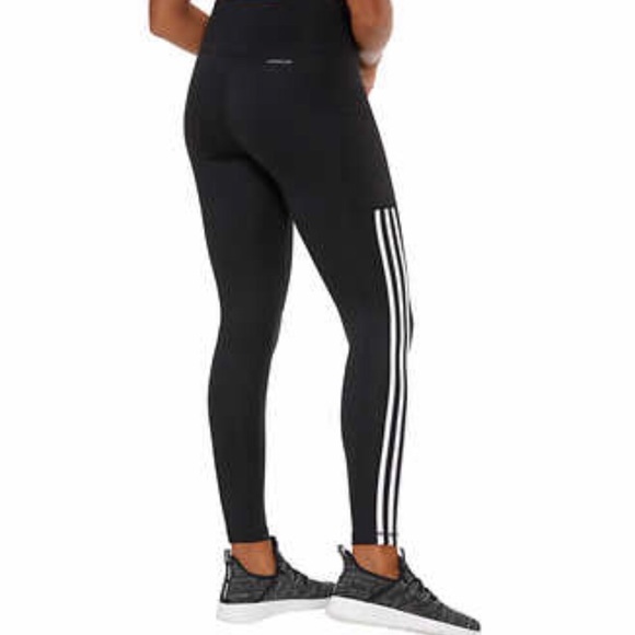 Adidas High Rise Leggings 3-stripe 7/8 Training Tights Workout Leggings NEW - Picture 5 of 12
